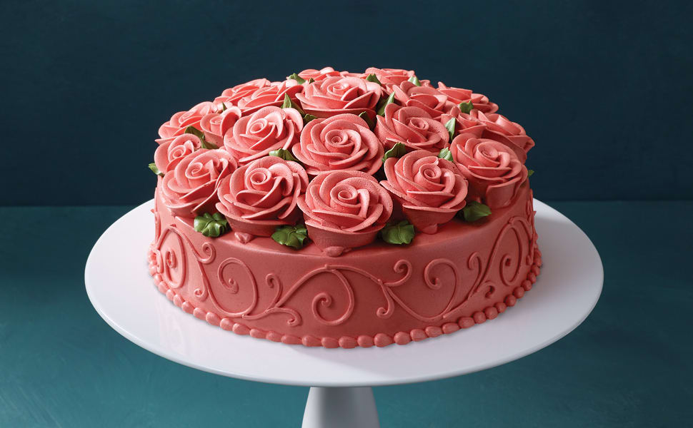 Pink Roses Bouquet Vanilla Butter Cake