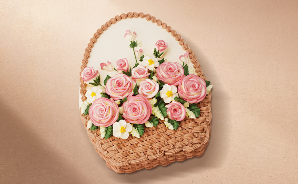 เค้กกระเช้าดอกไม้ เลเยอร์วานิลลา