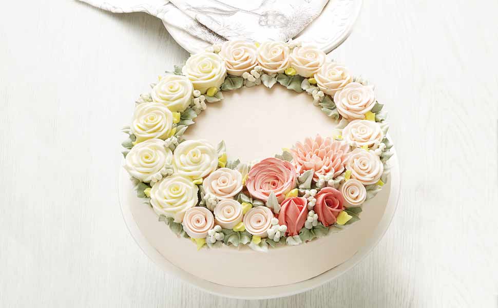 Round Floral Vanilla Layer Cake