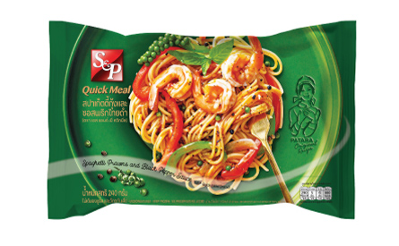 Spaghetti Prawns and Black Pepper Sauce