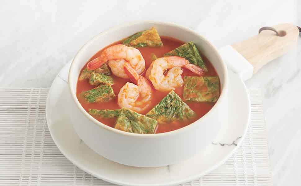 Hot and Sour Prawns and Cha-Om Soup