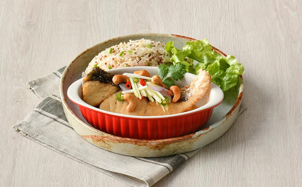 Quinoa Fried Rice w/ Savoury Jumbo Seabass