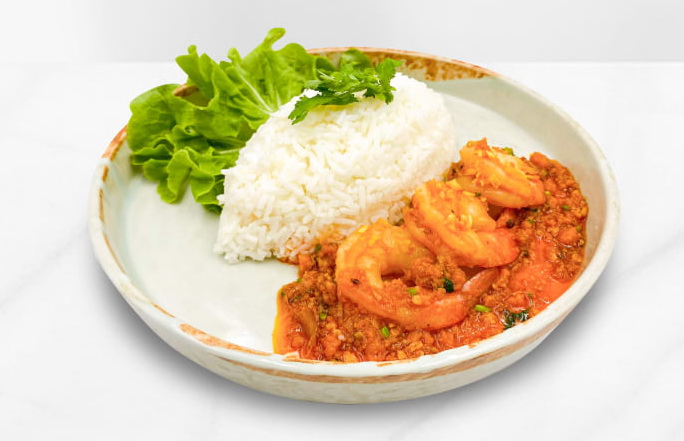 Rice w/ Garlic Pepper Jumbo Prawns