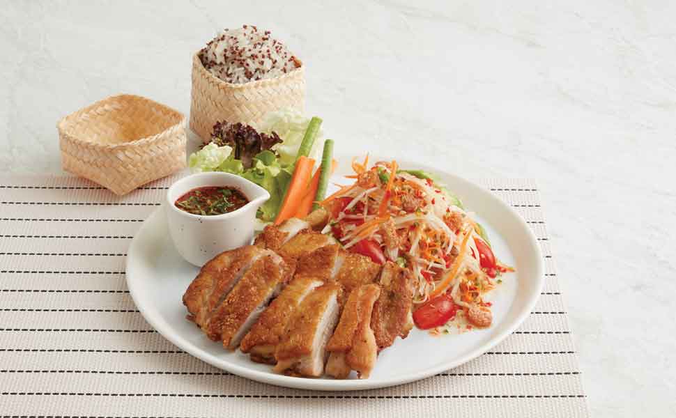 Savoury Grilled Chicken - Papaya Salad w/ Quinoa Sticky Rice